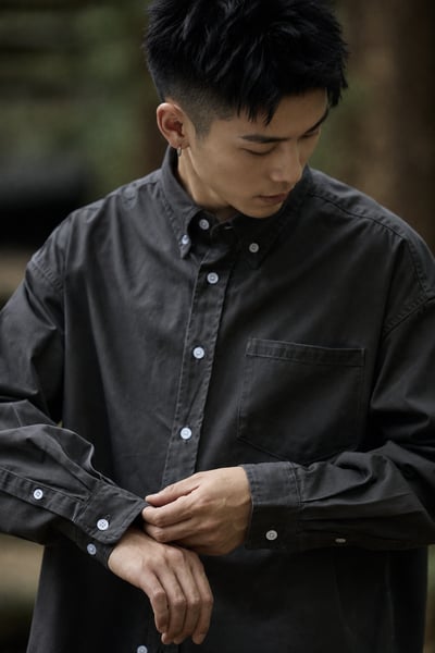 精梳棉洗水寬鬆長袖襯衫9