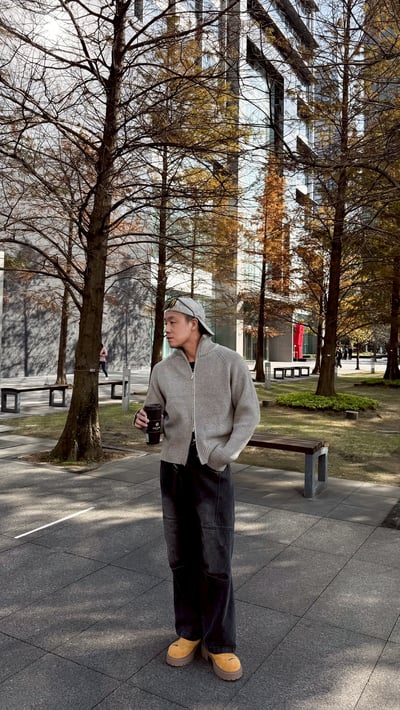 街頭忍者袖拉鍊針織百搭外套5
