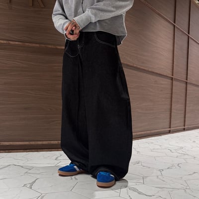 街頭金屬單寧牛仔寬褲17