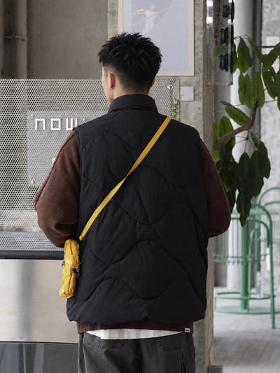 日系白鴨絨羽絨復古保暖潮流休閒背心5