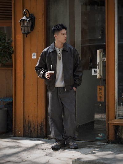 復古解構美式機車服風皮衣cleanfit廓形機車夾克8