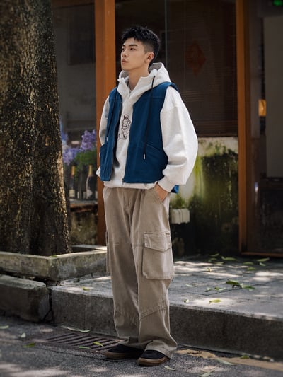 日系羊羔毛復古休閒工裝馬甲潮流男外穿背心11