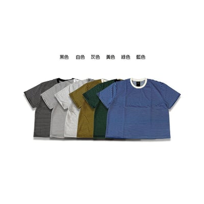細條紋休閒BOXY短寬TEE16