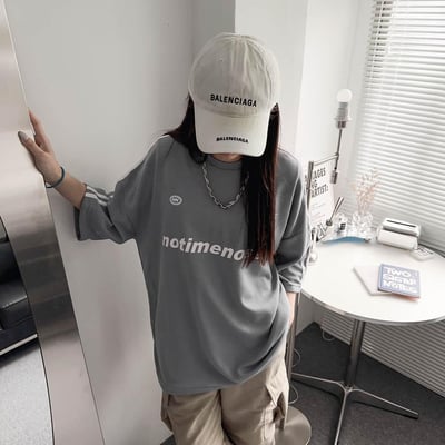 復古立體雙線英文大版寬短T5