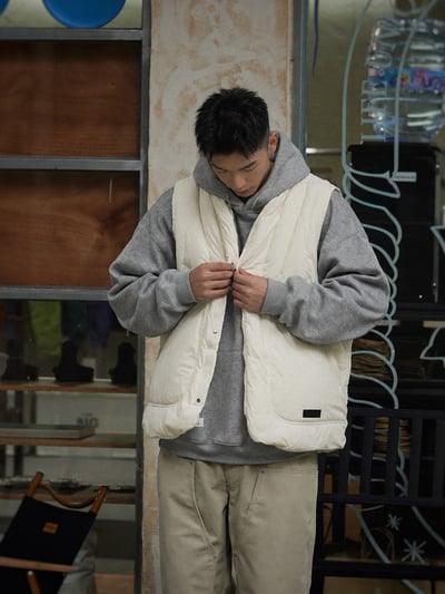 日系白鴨絨加厚保暖羽絨馬甲日系復古休閒羽絨背心2