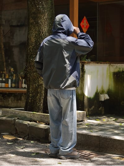 日系百搭美式復古水洗做舊寬鬆直筒牛仔褲6