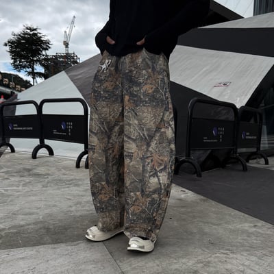 街頭樹枝迷彩寬版落地褲3
