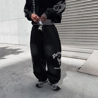 仿舊水洗街頭個性厚磅棉質連帽套裝5