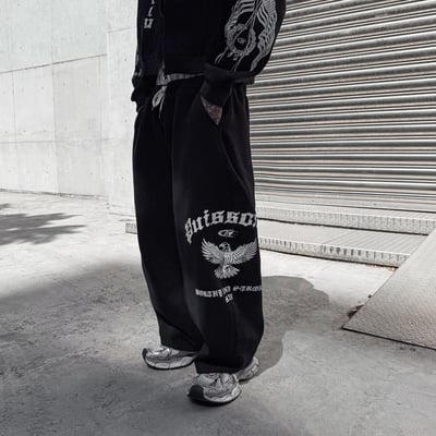 仿舊水洗街頭個性厚磅棉質連帽套裝2