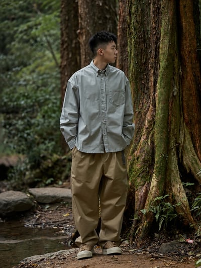 精梳棉洗水寬鬆長袖襯衫5