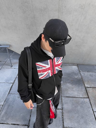 BOXY英國國旗雙拉鏈短寬連帽外套19