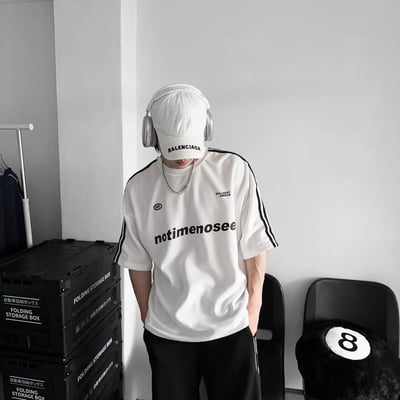 復古立體雙線英文大版寬短T20