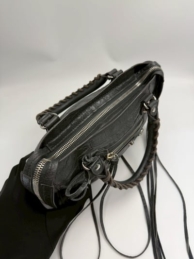 Balenciaga 迷你機車包(灰銀)12