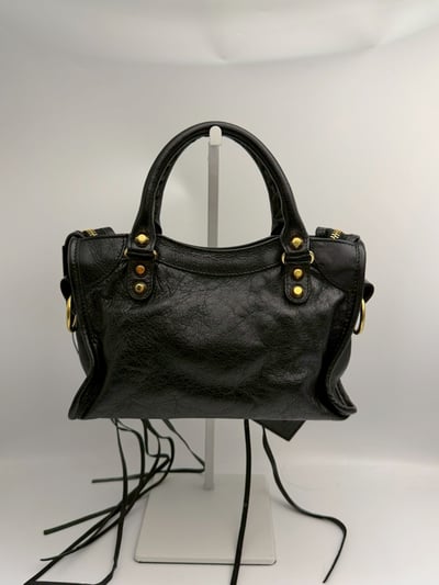Balenciaga 迷你機車包(黑金)8