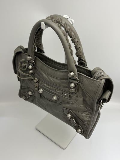 Balenciaga 迷你機車包(灰銀)9