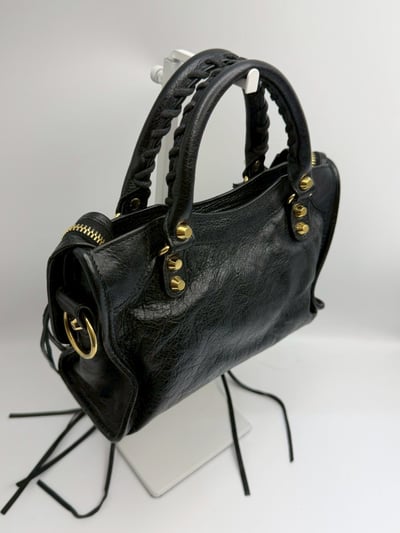 Balenciaga 迷你機車包(黑金)7
