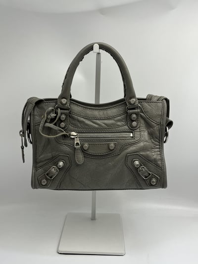Balenciaga 迷你機車包(灰銀)5