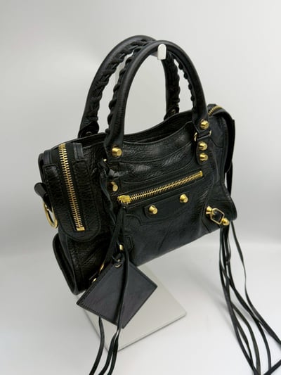 Balenciaga 迷你機車包(黑金)3
