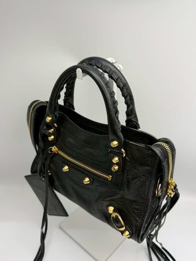 Balenciaga 迷你機車包(黑金)5