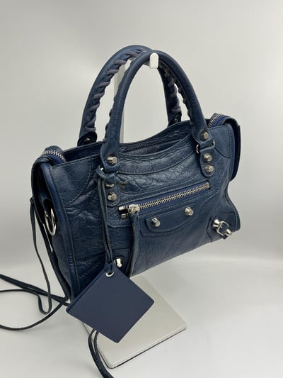 Balenciaga 迷你機車包(深藍)4