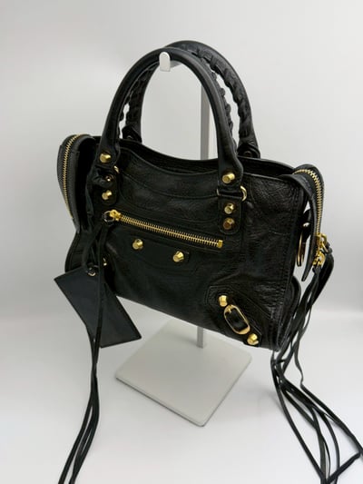 Balenciaga 迷你機車包(黑金)4