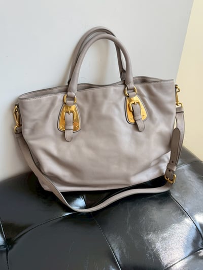 Prada托特包(藕粉色)9