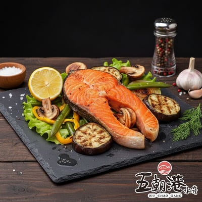 【五朝港水產】頂級大西洋鮭魚2片(300g±10%/片)2