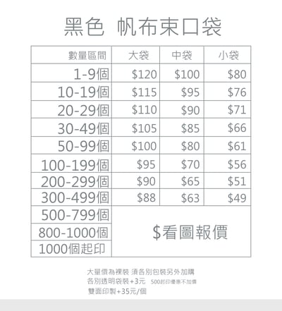 客製化 黑色 帆布束口袋3