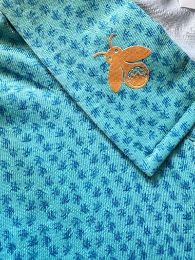 情侶款｜螢火蟲系列 湖水藍綠色 小楓葉印花短袖POLO衫-女8