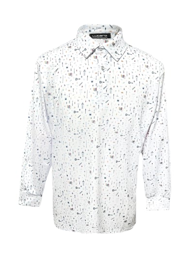 情侶款｜俏皮實驗室圖騰印花 長袖款-白底（男）1