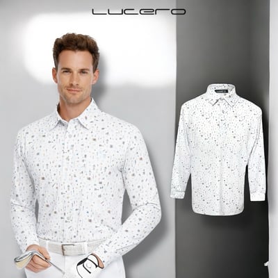 情侶款｜俏皮實驗室圖騰印花 長袖款-白底（男）9