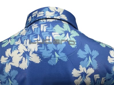 情侶款｜渡假感 夏威夷風印花-POLO衫短袖上衣-藍（女）5