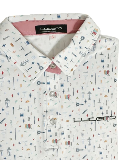 情侶款｜俏皮實驗室圖騰印花白底-POLO衫短袖上衣-乾燥玫瑰粉（女）5