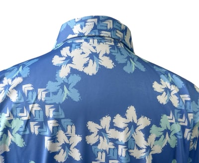 情侶款｜渡假感 夏威夷風印花-POLO衫短袖上衣-藍（男）2