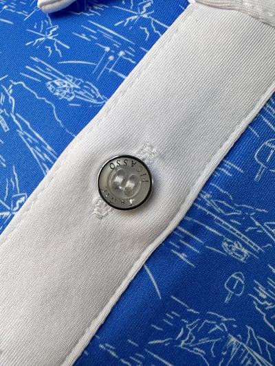 情侶款 | 棕梠樹圖案印花-POLO衫長袖上衣-深藍（男）4