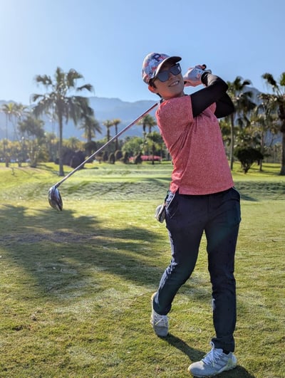 情侶款｜閃耀星圈圖案印花-POLO衫短袖上衣-紅（女）1332048