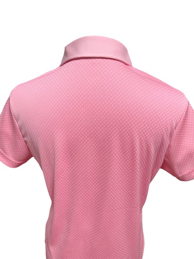 菱格紋印花粉草莓牛奶色-POLO衫短袖上衣-粉（女）7