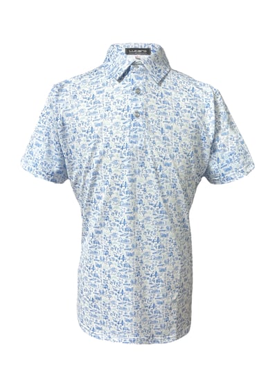 情侶款｜螢火蟲系列 旅遊地圖印花 短袖POLO衫-男1