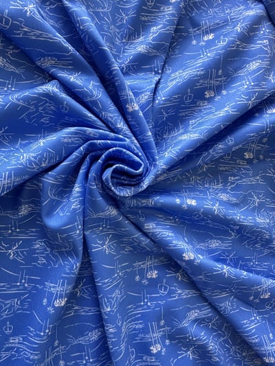 情侶款 | 棕梠樹圖案印花-POLO衫長袖上衣-深藍（女）6