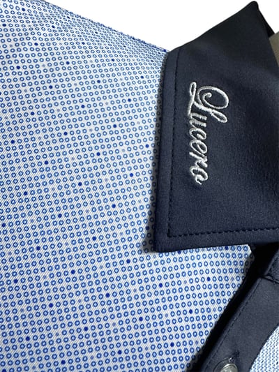 小藍圓點印花POLO衫-淡藍（男）2