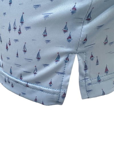 情侶款 | 淺藍帆船印花-POLO衫短袖上衣-粉（女）3