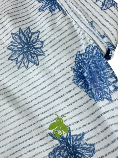 情侶款｜螢火蟲系列 直條紋手繪藍花 短袖POLO衫-女4