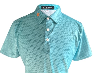 情侶款｜螢火蟲系列 湖水藍綠色 小楓葉印花短袖POLO衫-男3