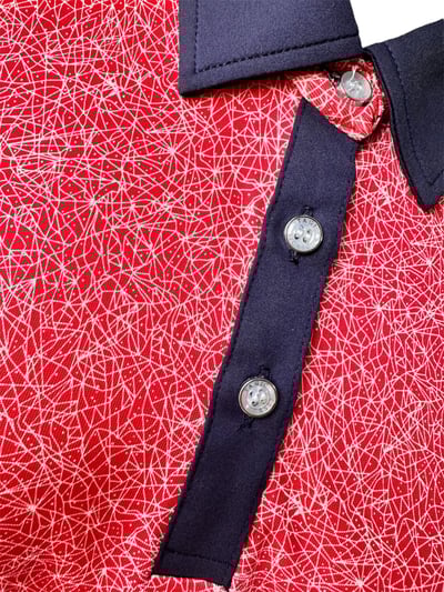 情侶款｜閃耀星圈圖案印花-POLO衫短袖上衣-紅（男）1332045