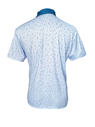 情侶款 | 淺藍帆船印花-POLO衫短袖上衣-靛藍（男）2