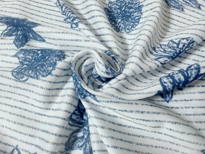 情侶款｜螢火蟲系列 直條紋手繪藍花 短袖POLO衫-男8