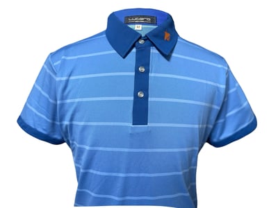 男款｜螢火蟲系列 橫條紋清爽藍 彈性軟料短袖POLO衫-男3