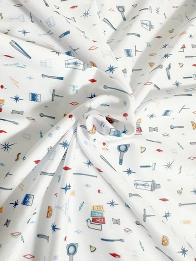 情侶款｜俏皮實驗室圖騰印花 長袖款-白底（女）7