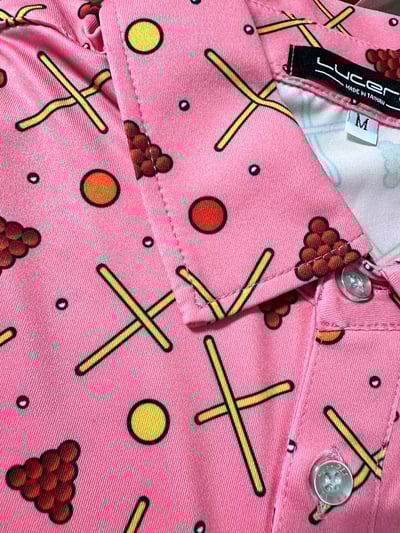 情侶款｜螢火蟲系列 雅痞粉色 撞球印花短袖POLO衫-女4