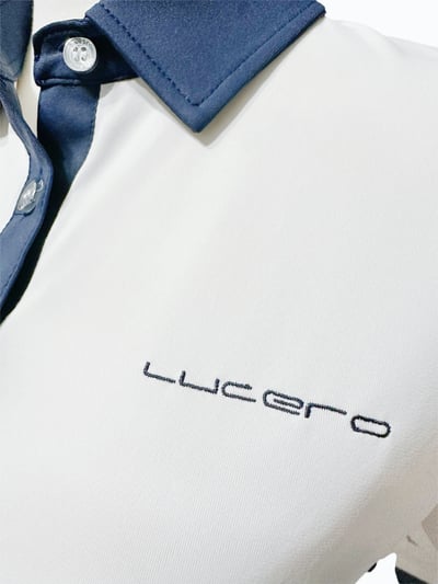 白底藍領繡花LOGO-POLO衫短袖上衣-白（男）5